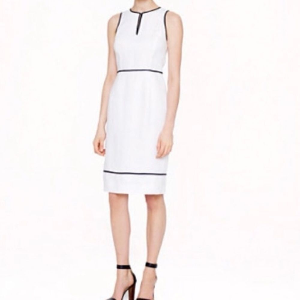 J. Crew White Midi Dress with Black Accents Size 0